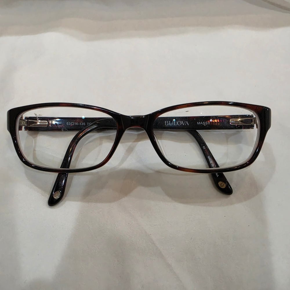 Bulova Eyeglasses Women 53-16-135 Tortoise Excellent Massy Rectangular Frames